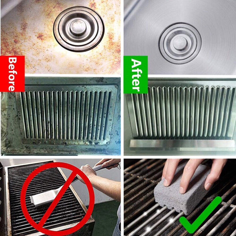 2x BBQ Grill Cleaning Brick Block Barbecue Racks Stains Grease Cleaner Newly