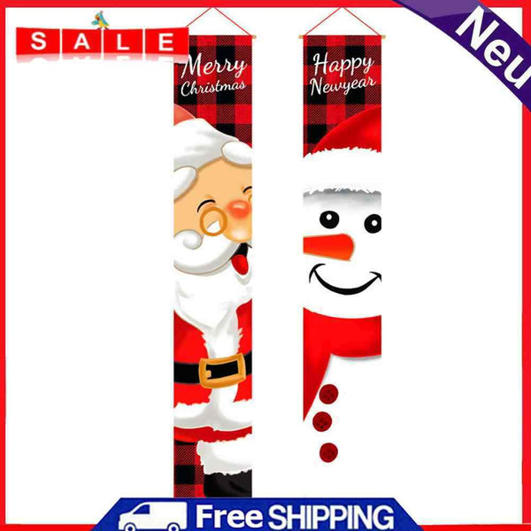 Christmas Snowman Banner Flag Door Hanging Sign Banner Outdoor Xmas Decoration