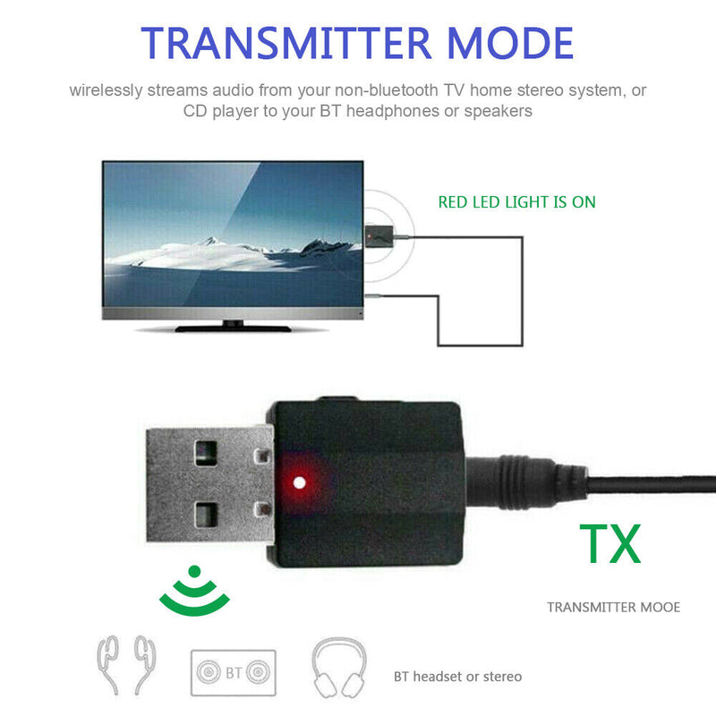 2 in 1 Wireless Bluetooth 5.0 Audio Receiver Transmitter 3.5mm Jack RCA Adapter