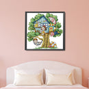 Partial Embroidery 14CT DIY Tree House Printed Cross Stitch Kit Needlework