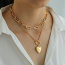 Women Metal Love Heart Pendant Necklace Multilayer Clavicle Chain Female Jewelry