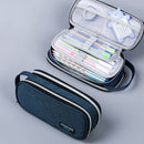 Large Capacity Pencil Case Pouch Canvas Multi-layer (6881 Sapphire Blue)