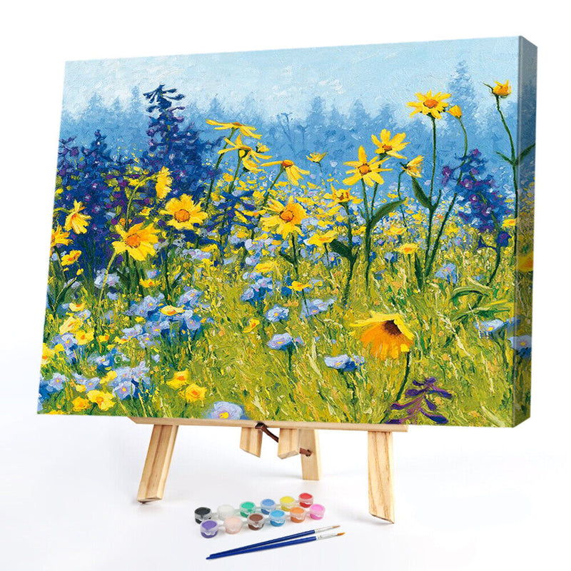 Sea of Flowers Paint By Numbers Kit DIY Frameless Acrylic Picture On Canvas