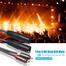 1.5m/4.9ft Dual XLR Male to Dual RCA Male Audio Microphone Cable Adapter Wire