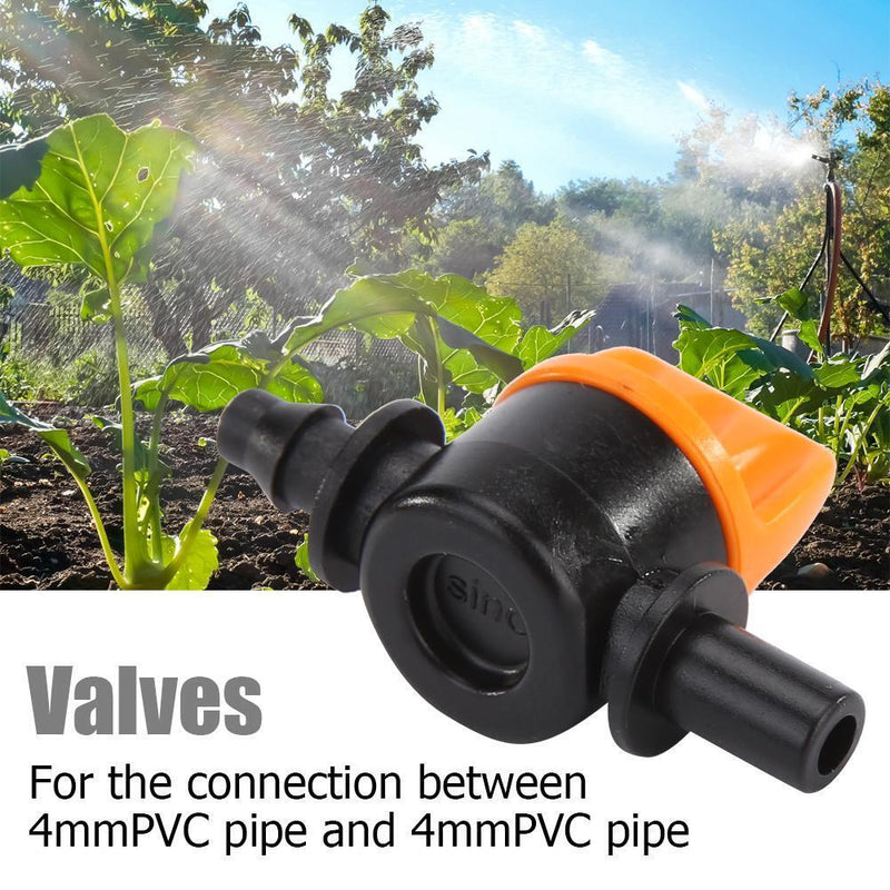 50pcs 4/7mm Mini Valves Garden Irrigation Barbed Water Hose Connectors