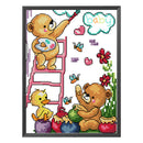 14CT Partial Stamped Embroidery Happy Painting Canvas Chinese Cross Stitch Set