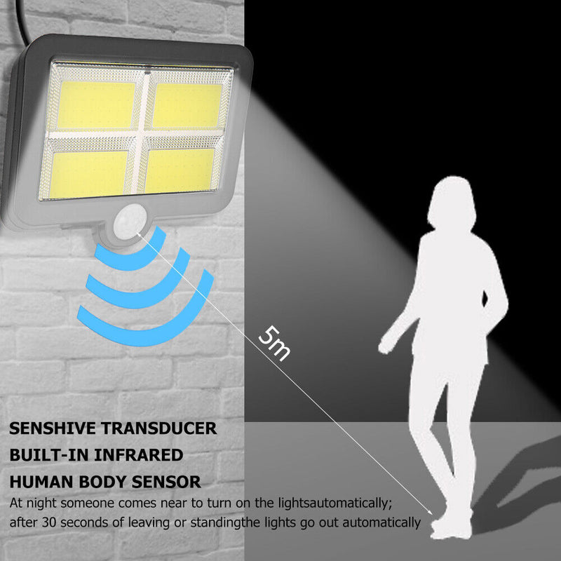 IP65 Solar Wall Light Remote Control Motion Sensor Outdoor Lamp (128LED) Newly