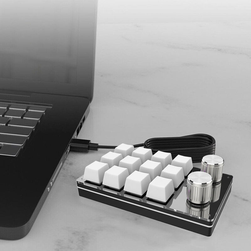 Macro Custom Wired Gaming Keyboard Programmable Mechanical Keypad (White)