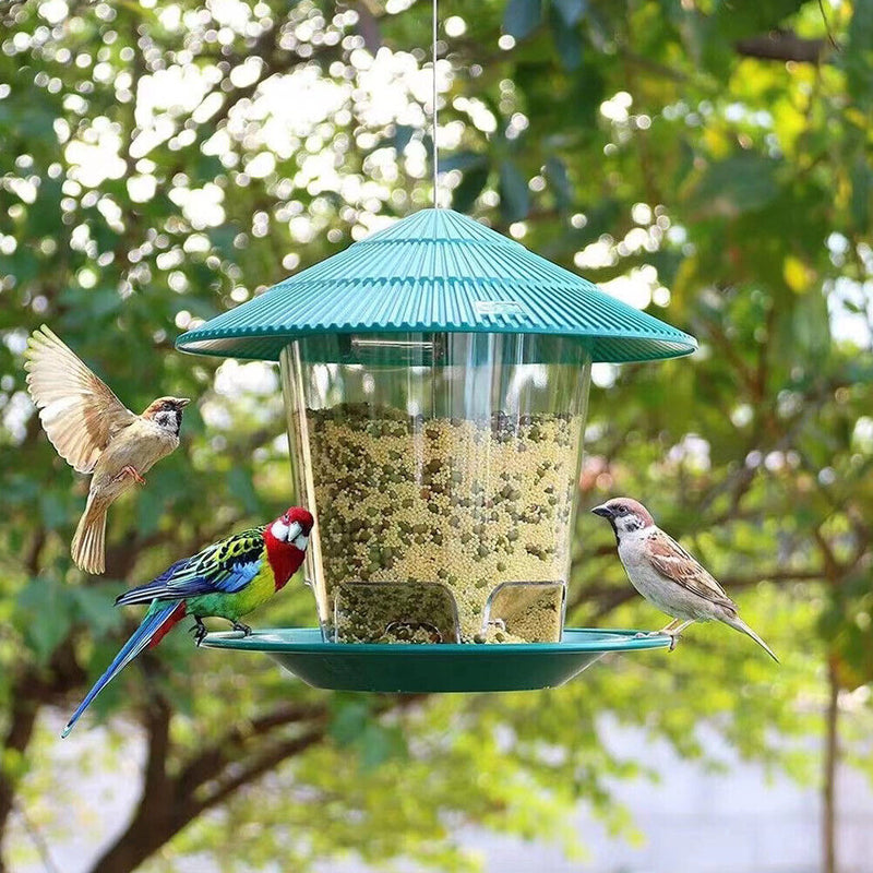 Plastic Gazebo Shape Bird Feeder Outdoor Hanging Bird Food Holder Container