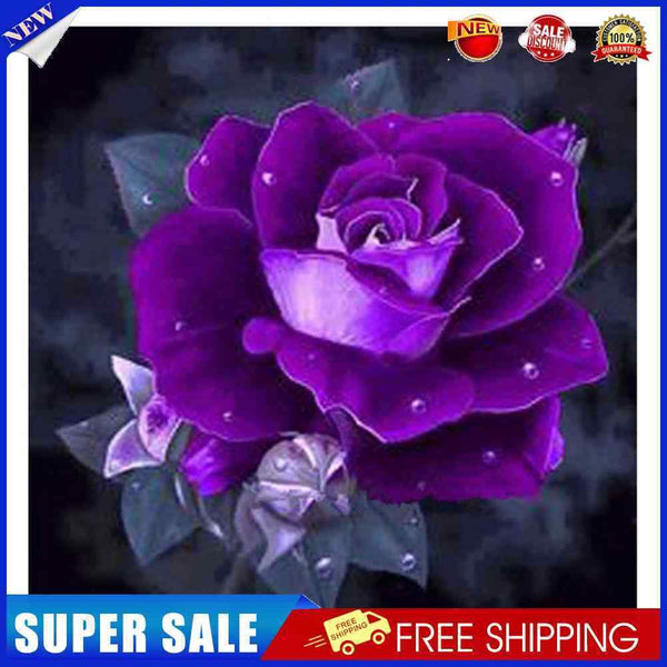 5D DIY Full Drill Square Diamond Painting Purple Rose Cross Stitch Mosaic