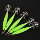 5pcs Luminous Octopus Squid Fishing Lure Jig Hook Night Light Up Bait Shrimp_