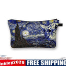Starry night cat Printed Hand Hold Travel Storage Cosmetic Bag Toiletry Bag