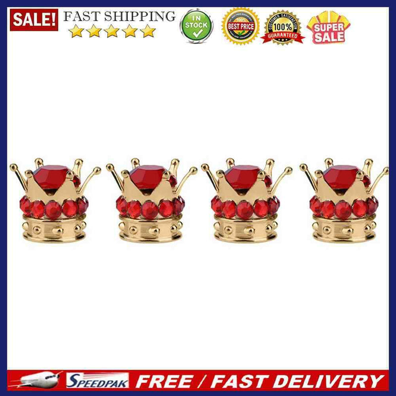 4x Universal Car Rhinestone Crown Wheel Tire Valve Caps Tyre Rim Stem Air Cov