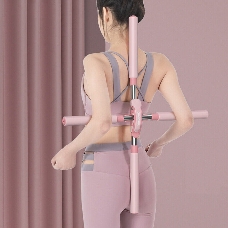 Yoga Hunchback Posture Corrector Cross Open Back Correction Stick (Pink)