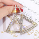 Casual Hollowed Drop Earrings Women Rhinestone Triangle Dangle Ear Hook Jewelry