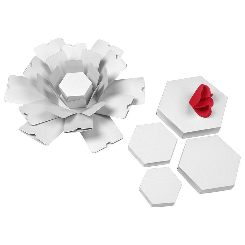 3pcs Explosion Box Hexagonal DIY Photo Album Scrapbooking Box Gift(White)