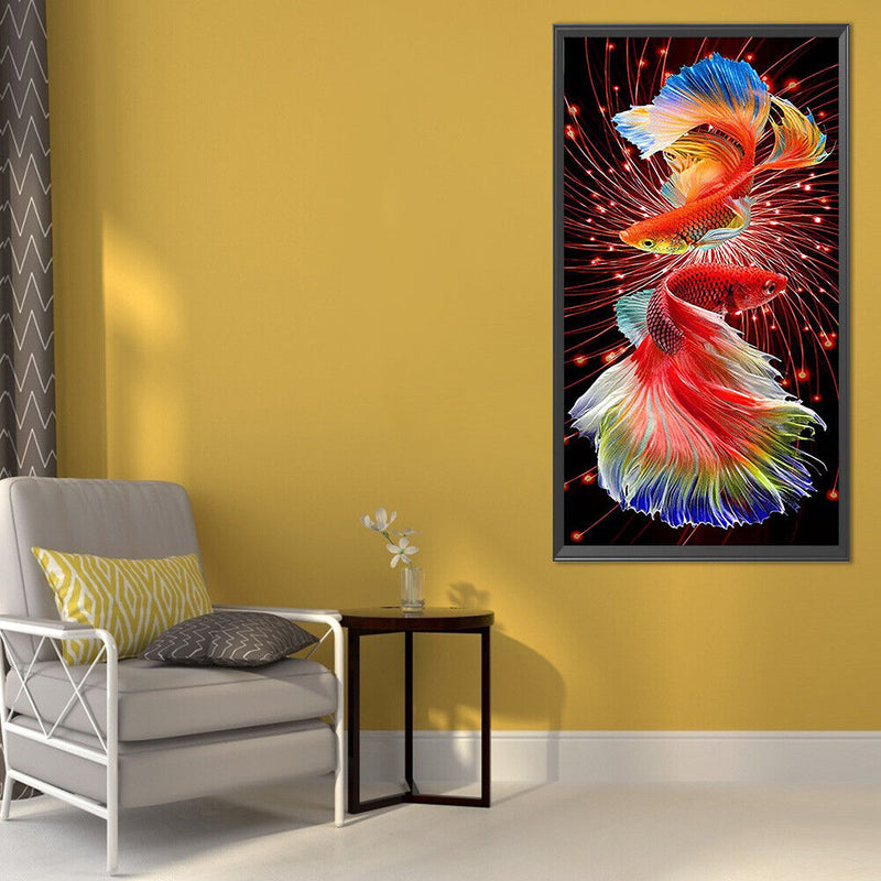 11CT Full Cross Stitch Pair of Koi Counted DIY Needlework Animal Wall Art Crafts