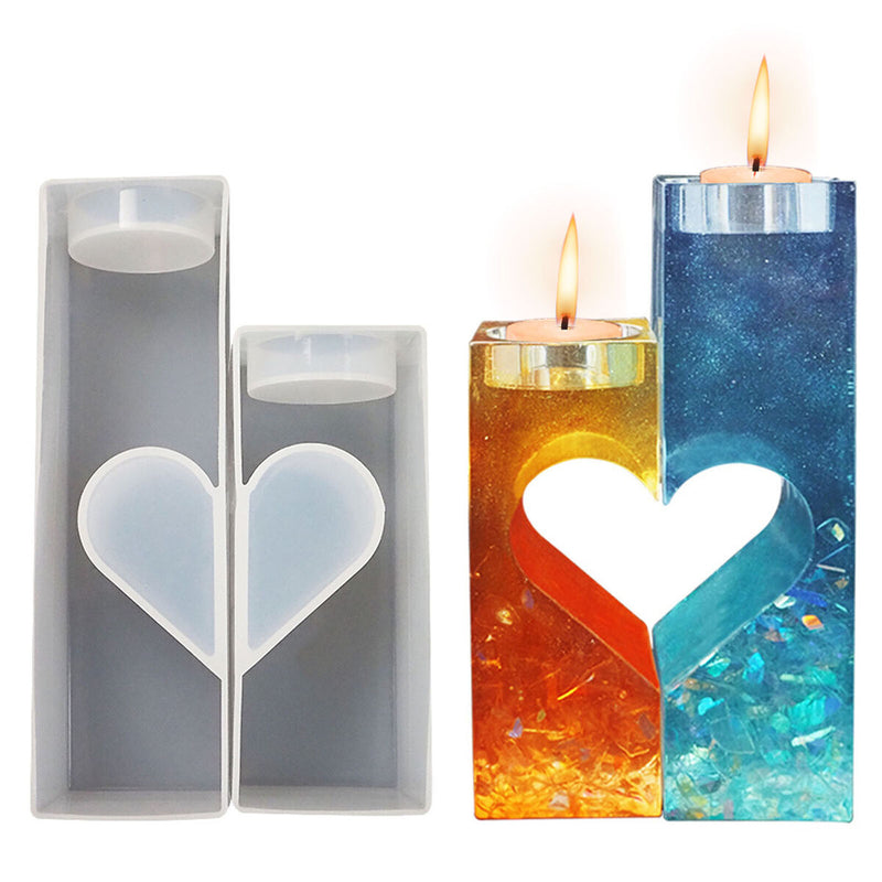 Candle Holder Molds Heart Silicone Tealight Candlestick Molds Kit - White Newly