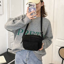 Retro Lamb Wool Pure Color Crossbody Bags Women Winter Shoulder Bag (Black)