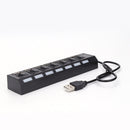 7 Ports High Speed USB 2.0 Hub Splitter w/ON/OFF Switch for Laptop (Black)