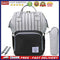 Stripes Waterproof Mummy Backpack Large USB Maternity Diaper Handbag(Black