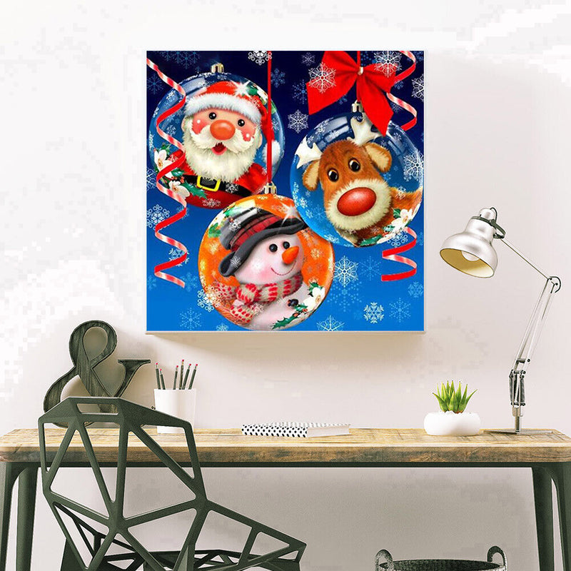 Full Drill Round Diamond Painting 5D DIY Snowman Elk Cross Stitch Embroidery Kit