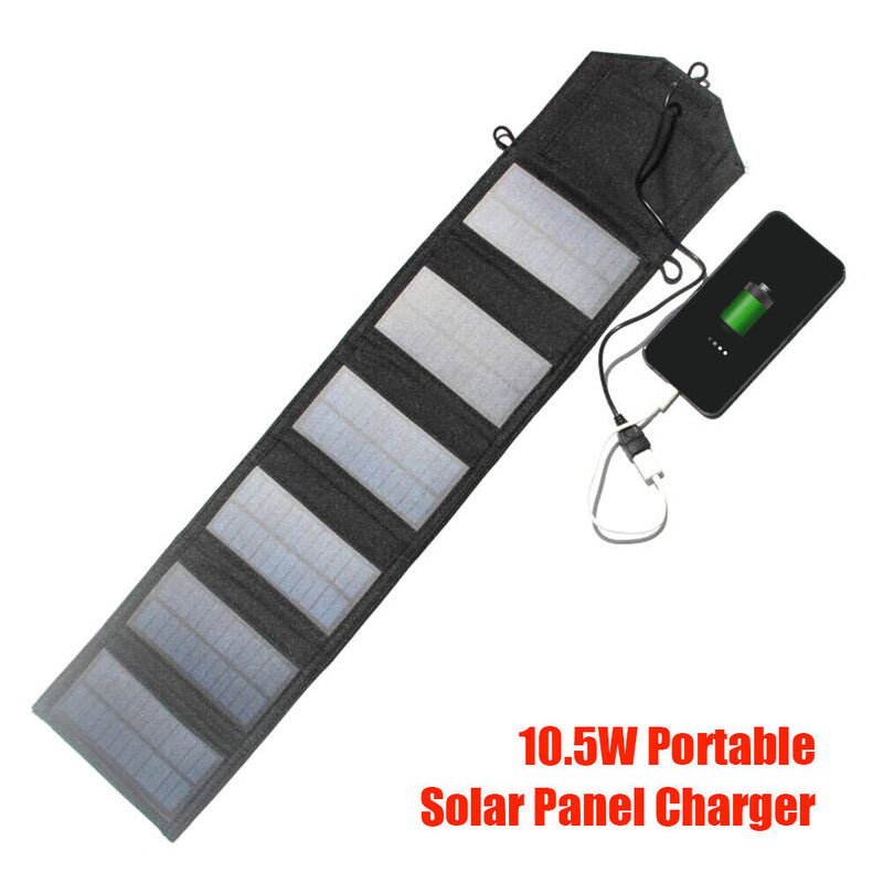 Foldable 10.5W USB Solar Panel Charger Outdoor Mobile Power Battery Chargin