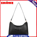 Retro Women PU Leather Solid Color Alligator Pattern Small Underarm Shoulder Bag
