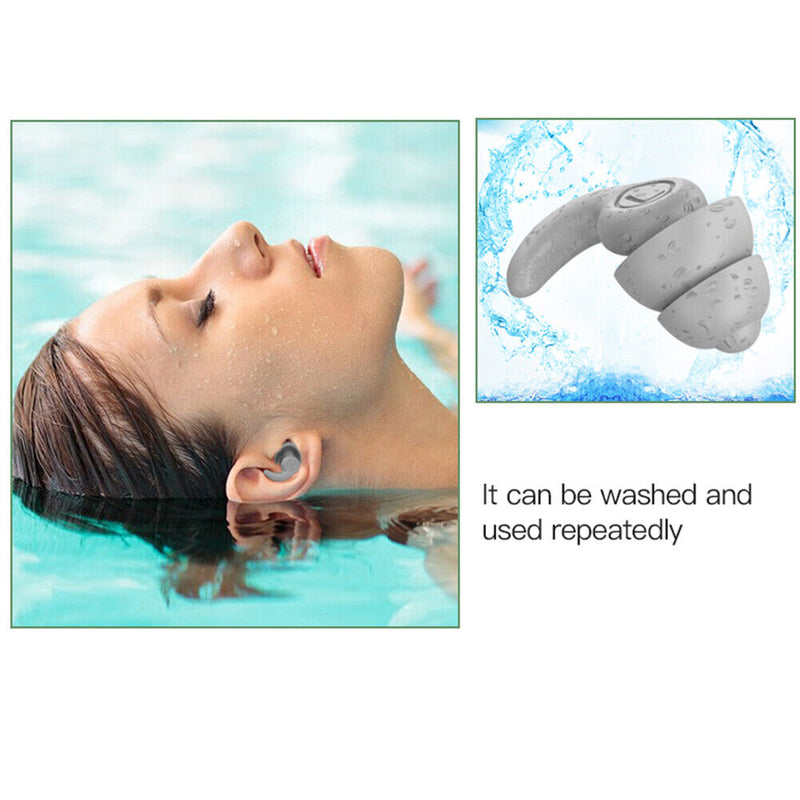 #A 2pcs Waterproof Sleep Ear Plugs Portable Soft Noise Reduction Swimming Earplu