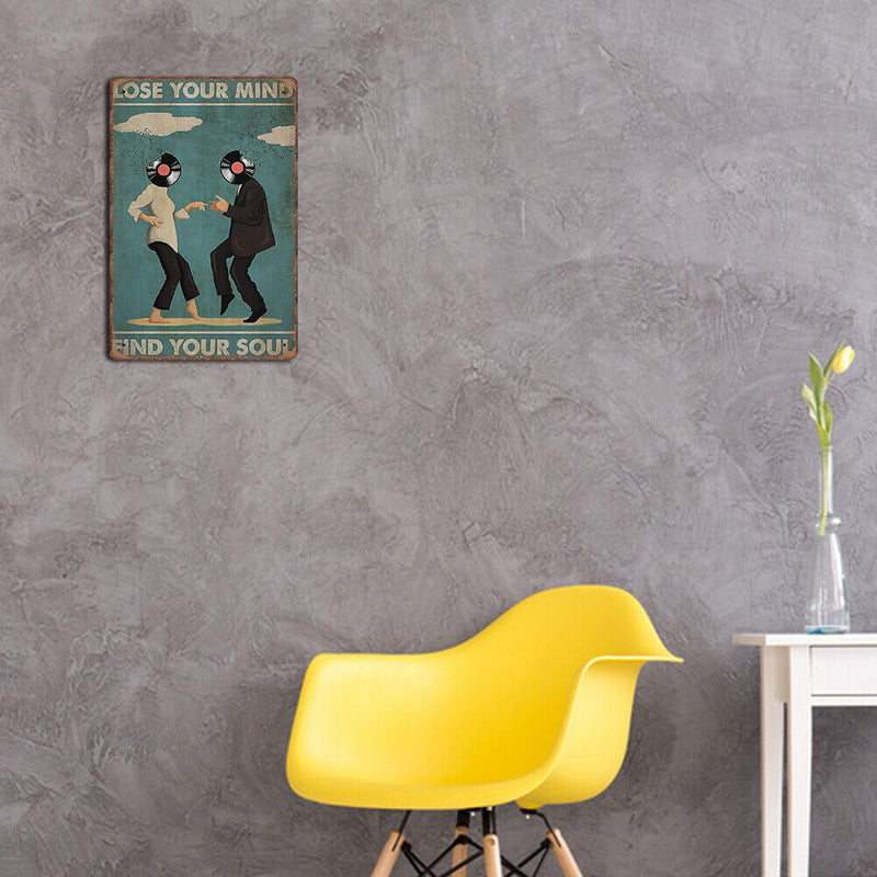 Record Couple Retro Metal Plate Tin Sign for Bar Pub Club Cafe Wall Art