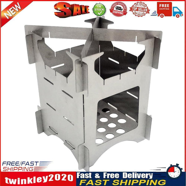 Outdoor Camping Stainless Steel Folding Wood Stove Portable Picnic Stove Newly