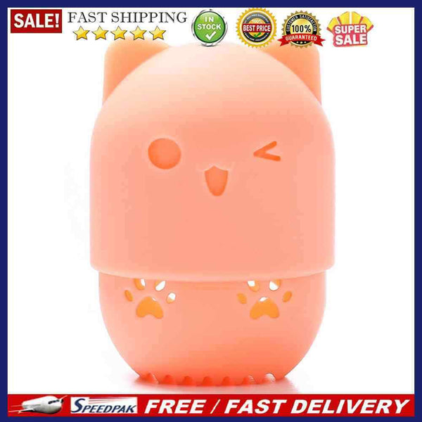 Silicone Beauty Sponge Storage Box Makeup Accessories Display Rack for Vacation