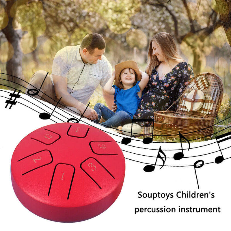 #A 6 Tone Mini Hand Pan Drums Portable 3.8 Inch Handheld Drum Funny with Drumsti