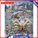 5D DIY Full Drill Round Shape Christmas Village Rhinestone Diamond Drawing Kit