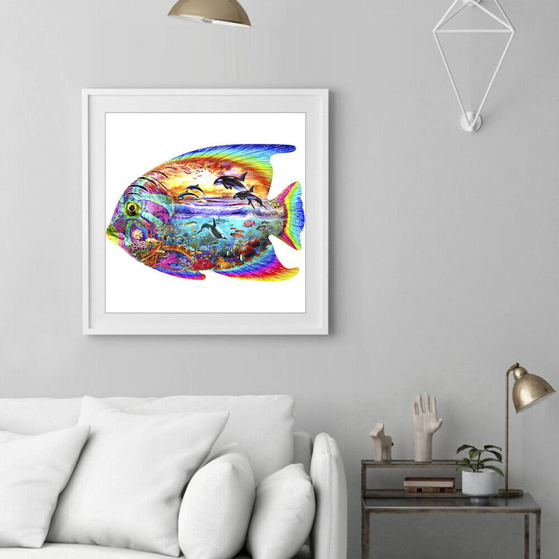 5D DIY Full Round Diamond Painting Color Fish Handmade Embroidery Kits for Gifts