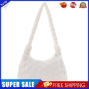 Women Plush Fur Flower Pattern Shoulder Bag Winter Small Armpit Bag (F)