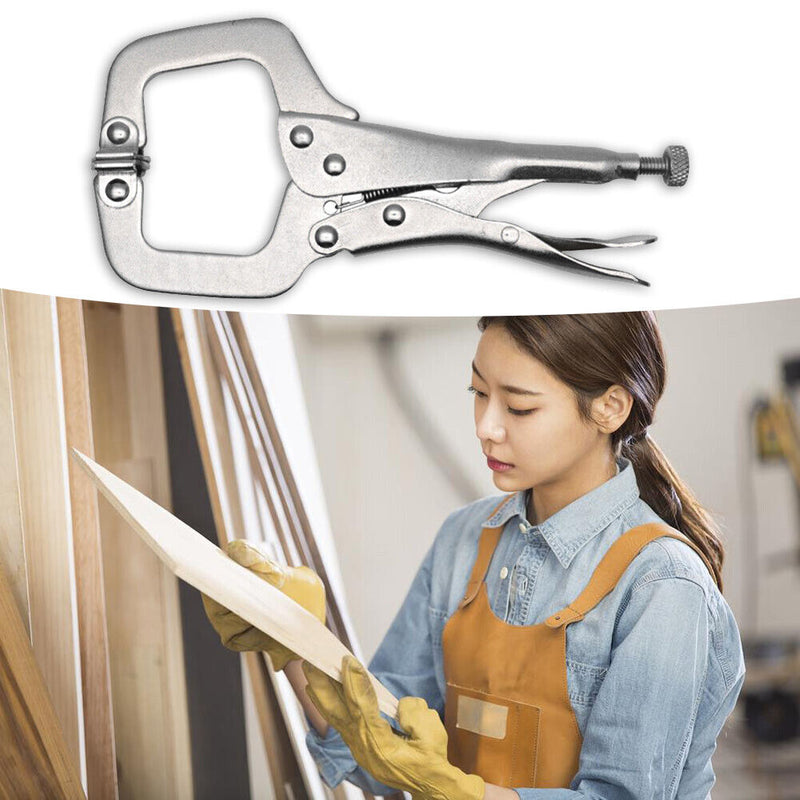 Carbon Steel Woodworking Welding C-Shaped Clamps Flat Locking Grip Pliers Newly