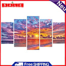 Full Cross Stitch 11CT Cotton Thread DIY 5 Panels Sea Sunset Home Decoration Set