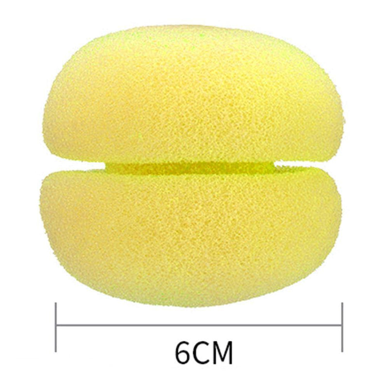 6pcs Sponge Curling Rollers Hair Soft Foam Balls DIY Hairdressing (Yellow)