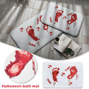 Halloween Bath Mat Bloody Footprint Scary Blood Bathroom Floor Pads Washable~