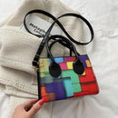 Geometric Colorful Shoulder Bag PU Leather Crossbody Female Satchels Handbags