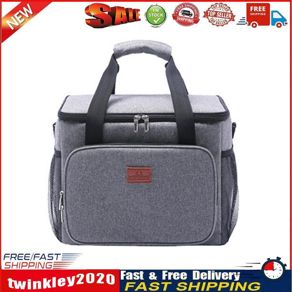 Oxford Cloth Lunch Bag Zipper Waterproof Thermal Tote Handbag (Grey S) Newly