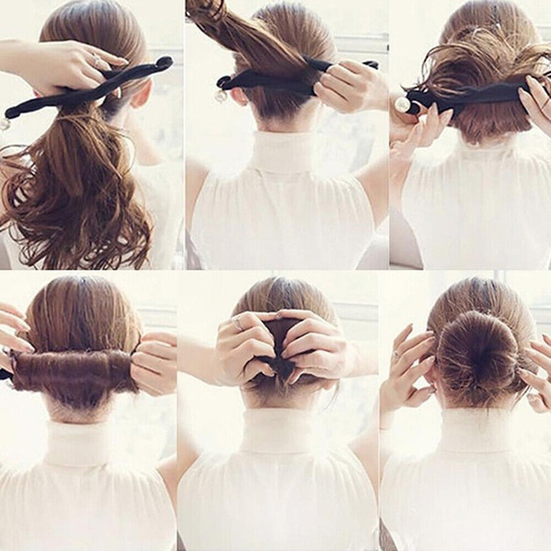DIY Bun Updo Ponytail Maker Sponge Hair Braid Tool Set Donut Foam Twist
