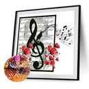 5D DIY Diamond Painting Music Notes Full Round Drill Mosaic Art Picture Kits