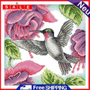 Partial Cross Stitch Art Paint 14CT Stamped Hummingbird Embroidery Wall Ornament