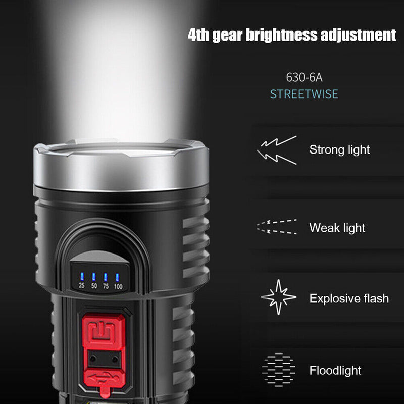 Ultra Bright Flashlight 6LED Powerful COB Side Lamp Rechargeable Torch Lights