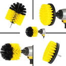 Drill Brush Attachment Set 2 3.5 4 inch Brushes + Extension Rod Kit Yellow Newly