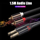 4.9ft Dual 6.35mm 1/4 TS Mono Male to Dual RCA Male Adapter Audio Cable Newly