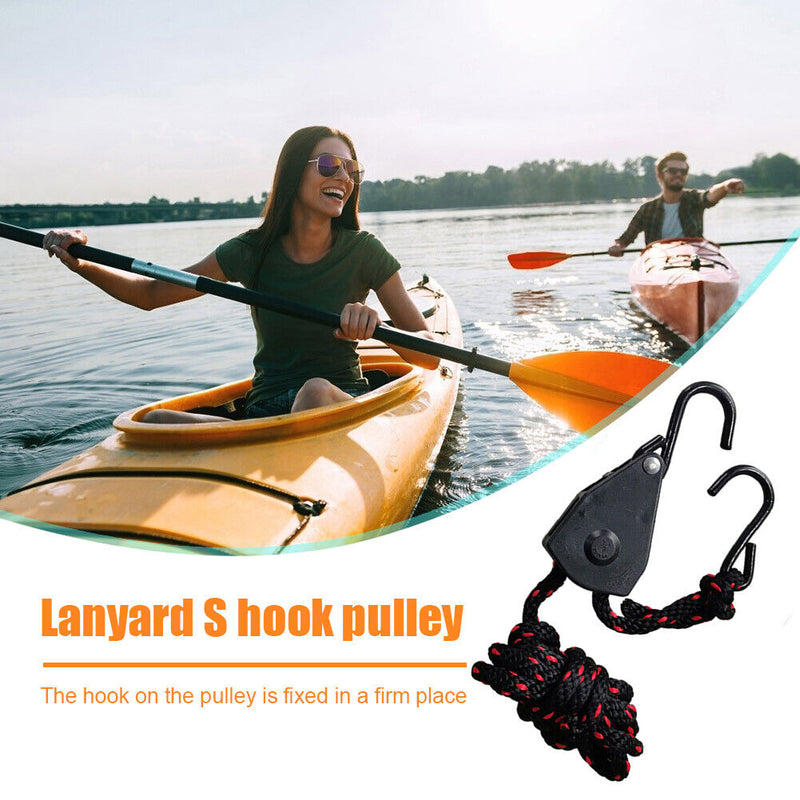 Adjustable Hanging Lanyard Tent Lamp Lifting Pulley Hook (3/8 inch Metal) Newly