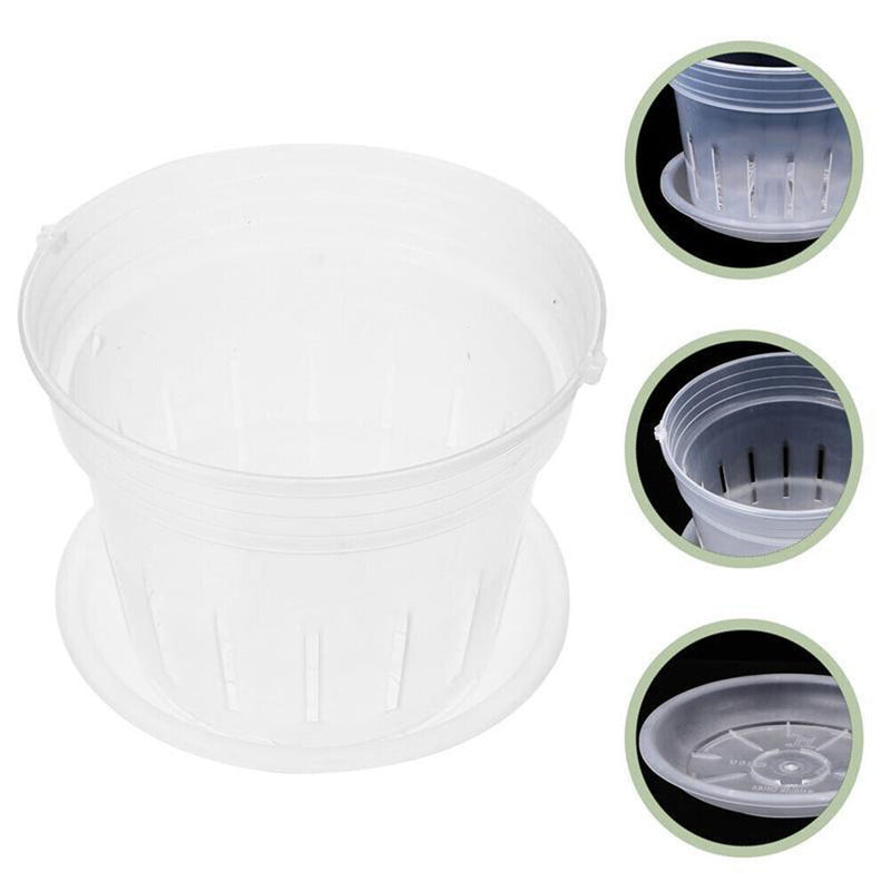 5x Orchid Planting Pots Transparent Seedling Garden Flower Pot (with Base) Newly